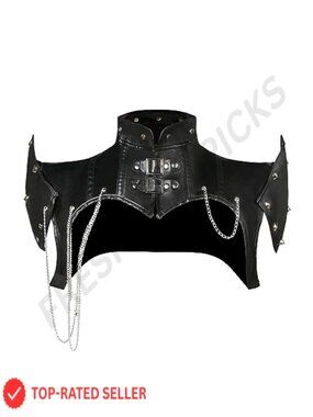 Steampunk Gothic PU Leather Shoulder Jacket Armor with Pauldron Collar
